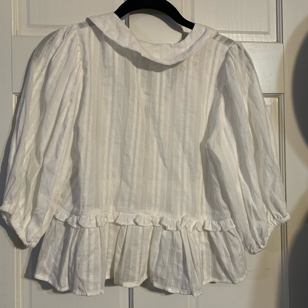 White Ruffled Women's Top - Picture 2 of 4